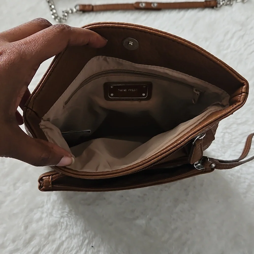 Nine West Crossbody Purse Convertible Wristlet Bag Brown Detachable Strap - Picture 8 of 12